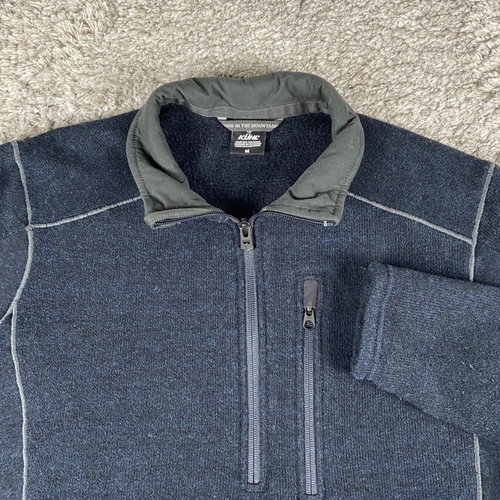 Kuhl Interceptr 1/4 Zip Mens M Blue Fleece Pullover Sweater‎ Jacket Tech Hiking